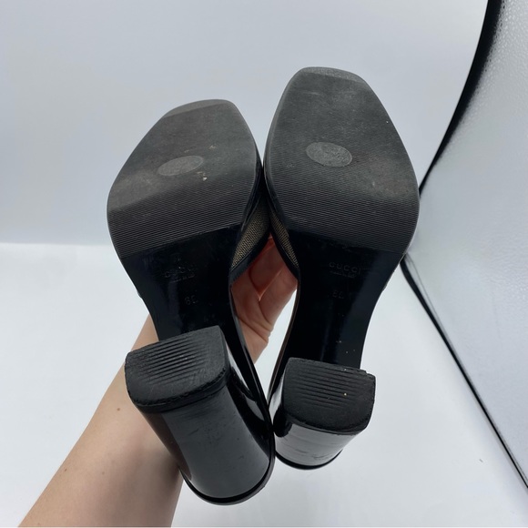 Gucci Y2K 90s vintage tweed heeled mule pump sandal size 6 academia classy luxe - Picture 8 of 11